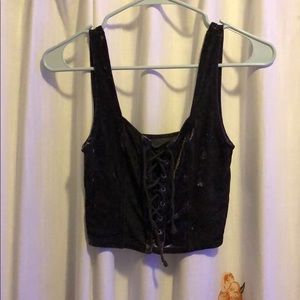 velvet corset crop top